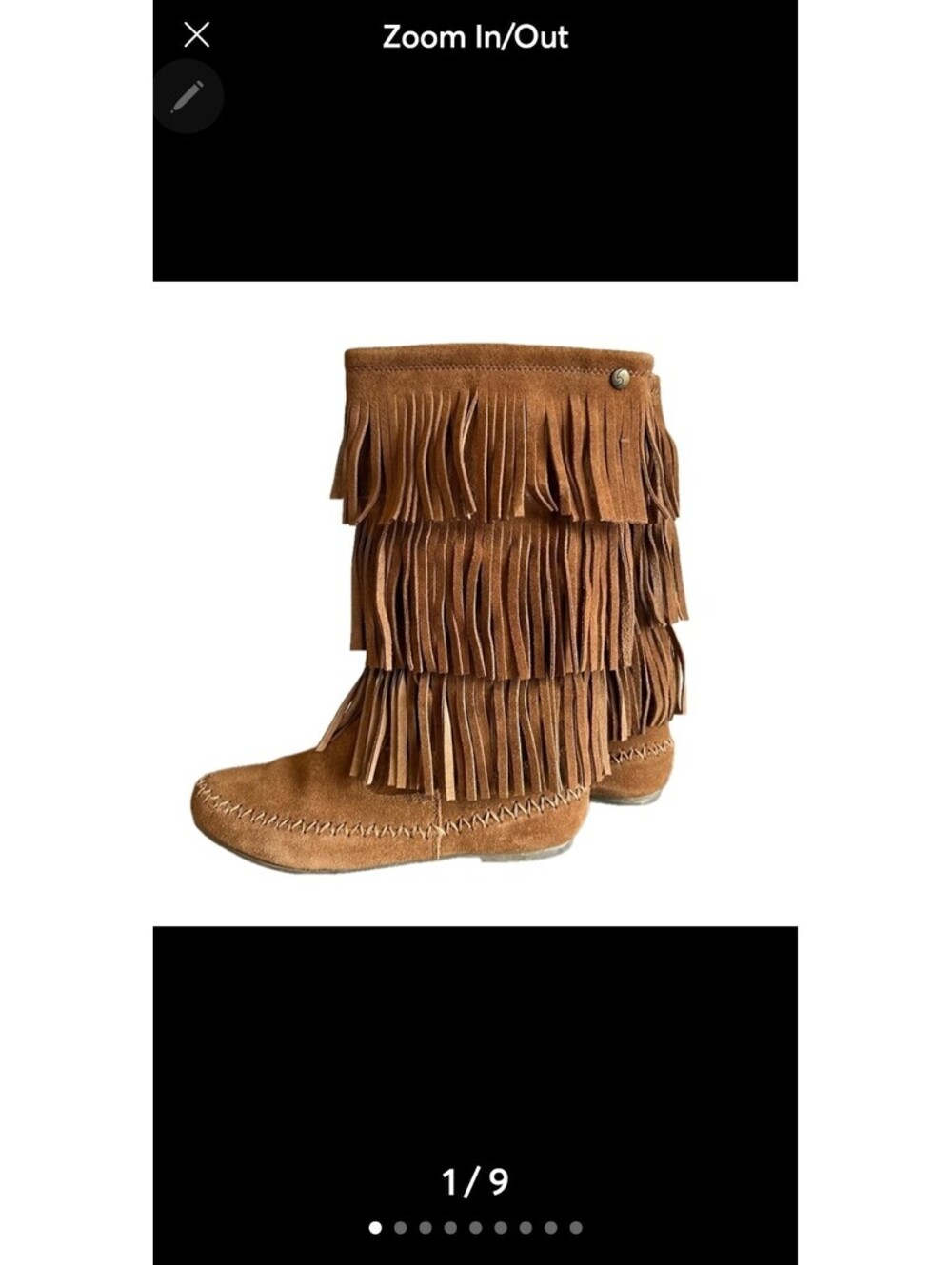 MINNETONKA 1632 MOCCASIN BOOTS-3 LAYER/TIER LEATHER/SUEDE FRINGE/WOMEN'S SZ 4